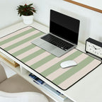 Vertical Stripes Narrow Pattern in Sage and Beige Desk Mat Gallery Image 2