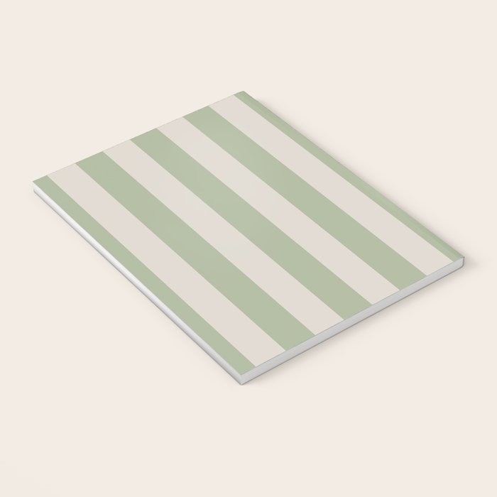 Vertical Stripes Narrow Pattern in Sage and Beige Notebook Gallery Image 3