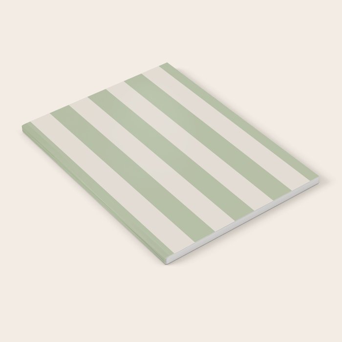Vertical Stripes Narrow Pattern in Sage and Beige Notebook Gallery Image 1