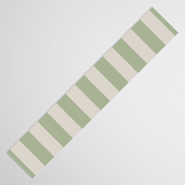 Vertical Stripes Narrow Pattern in Sage and Beige Table Runner Gallery Image 3
