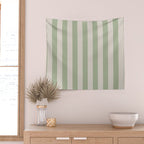 Vertical Stripes Narrow Pattern in Sage and Beige Wall Tapestry Gallery Image 2