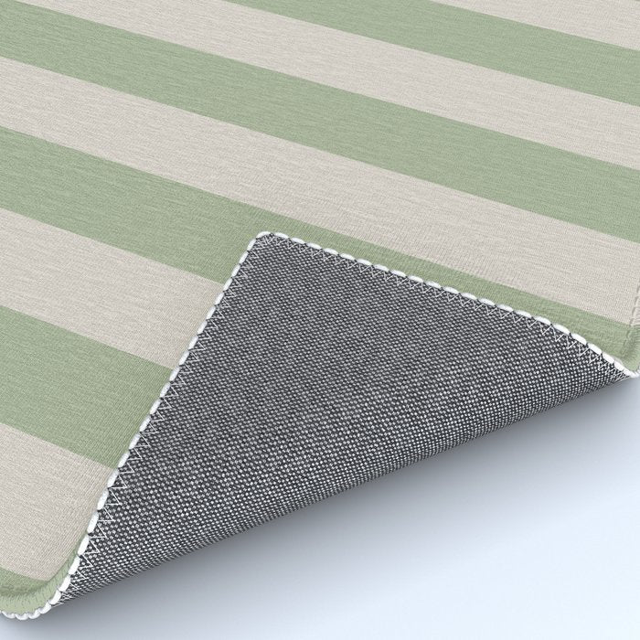 Vertical Stripes Narrow Pattern in Sage and Beige Rug Gallery Image 4