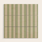 Vertical Stripes Narrow Pattern in Sage and Beige Wood Wall Art Gallery Image 1