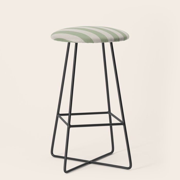 Vertical Stripes Narrow Pattern in Sage and Beige Stool Gallery Image 1