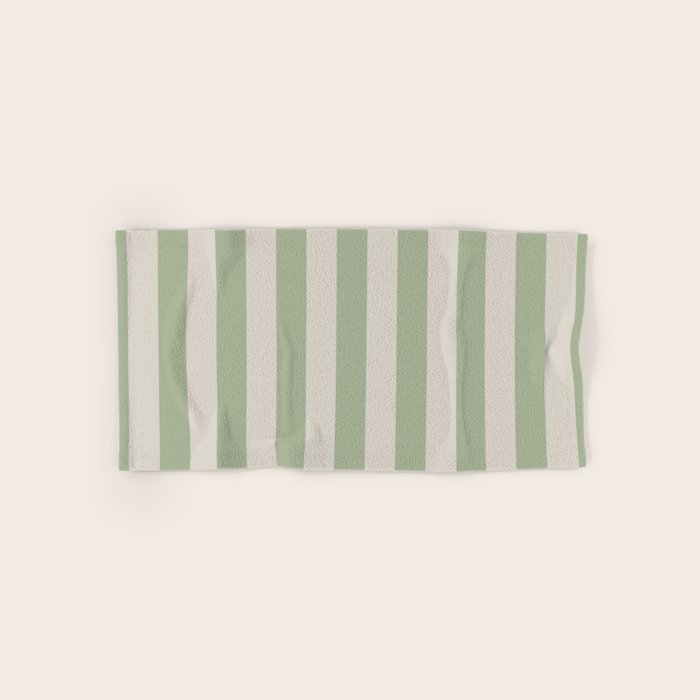 Vertical Stripes Narrow Pattern in Sage and Beige Bath Towel Gallery Image 1