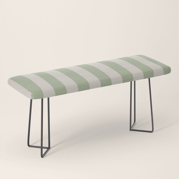 Vertical Stripes Narrow Pattern in Sage and Beige Bench Gallery Image 1