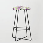 Watercolor/Ink Purple Floral Painting Stool Gallery Image 1