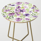 Watercolor/Ink Purple Floral Painting Side Table Gallery Image 2