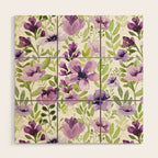 Watercolor/Ink Purple Floral Painting Wood Wall Art Gallery Image 1
