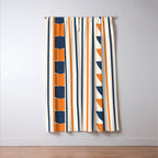 Abstract Shapes 76 in Orange and Navy Blue (Moon Phase Geometric Abstraction) Window Curtain Gallery Image 3