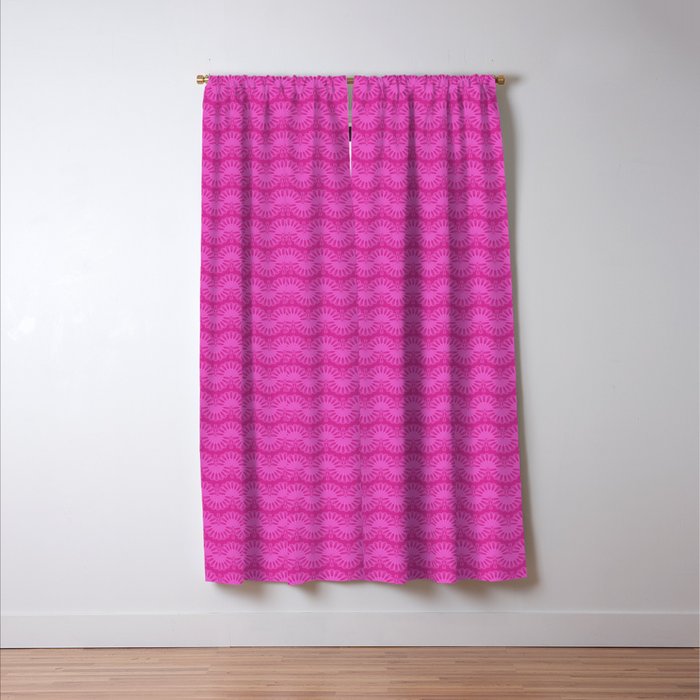 Pink neon bright geometric pattern  Window Curtain Gallery Image 3