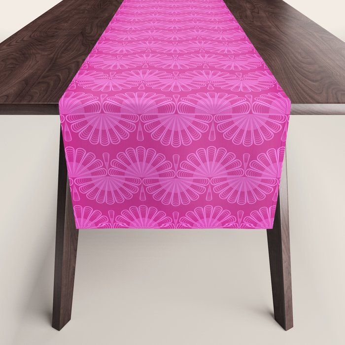 Pink neon bright geometric pattern  Table Runner Gallery Image 1