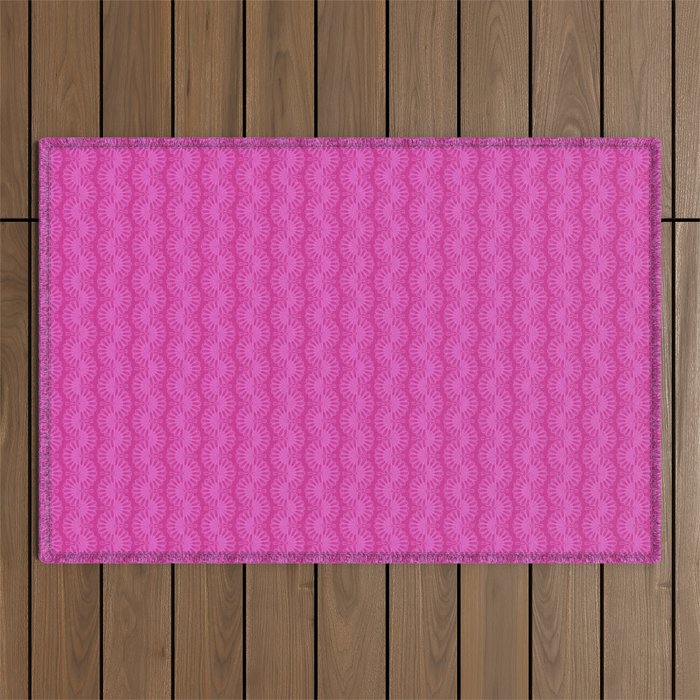 Pink neon bright geometric pattern  Outdoor Rug Gallery Image 1