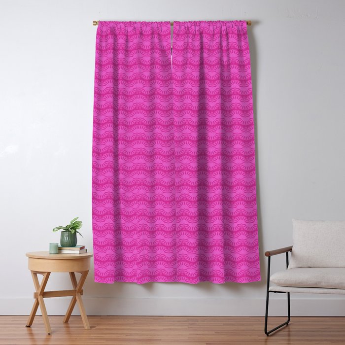 Pink neon bright geometric pattern  Window Curtain Gallery Image 1