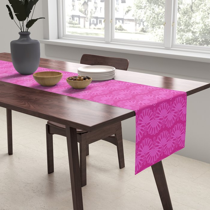Pink neon bright geometric pattern  Table Runner Gallery Image 2