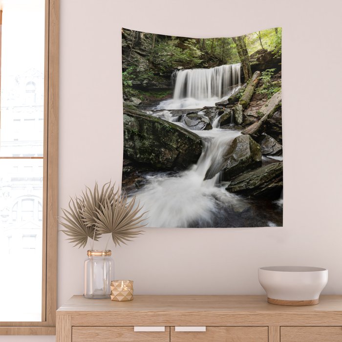 Appalachian Waterfall X - Ricketts Glen Adventure Wall Tapestry Gallery Image 2