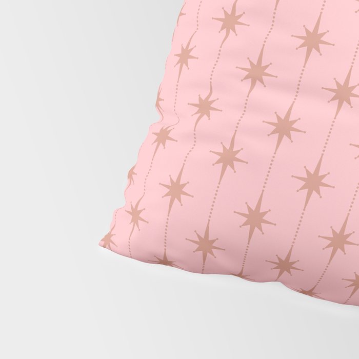 Midcentury Stars and Dots Atomic Pattern in Light Pink and Pale Mocha Pillow Sham Gallery Image 4
