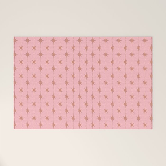 Midcentury Stars and Dots Atomic Pattern in Light Pink and Pale Mocha Welcome Mat Gallery Image 1