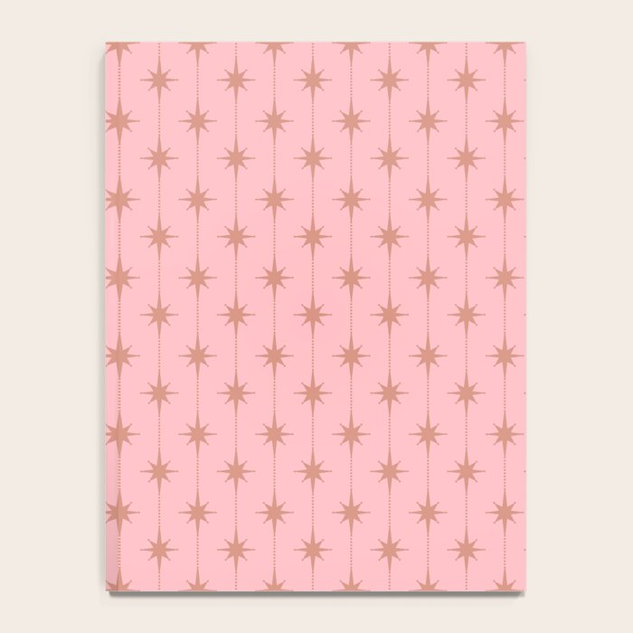 Midcentury Stars and Dots Atomic Pattern in Light Pink and Pale Mocha Notebook Gallery Image 4