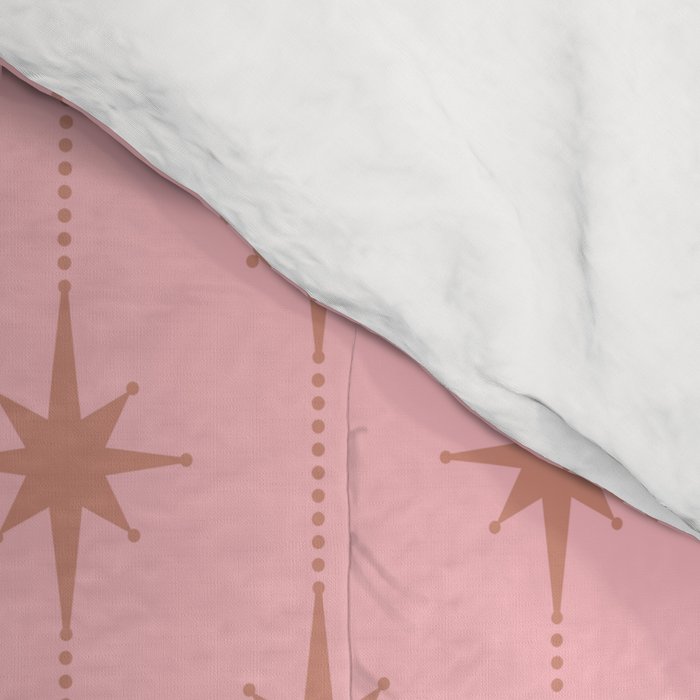 Midcentury Stars and Dots Atomic Pattern in Light Pink and Pale Mocha Comforter Gallery Image 4