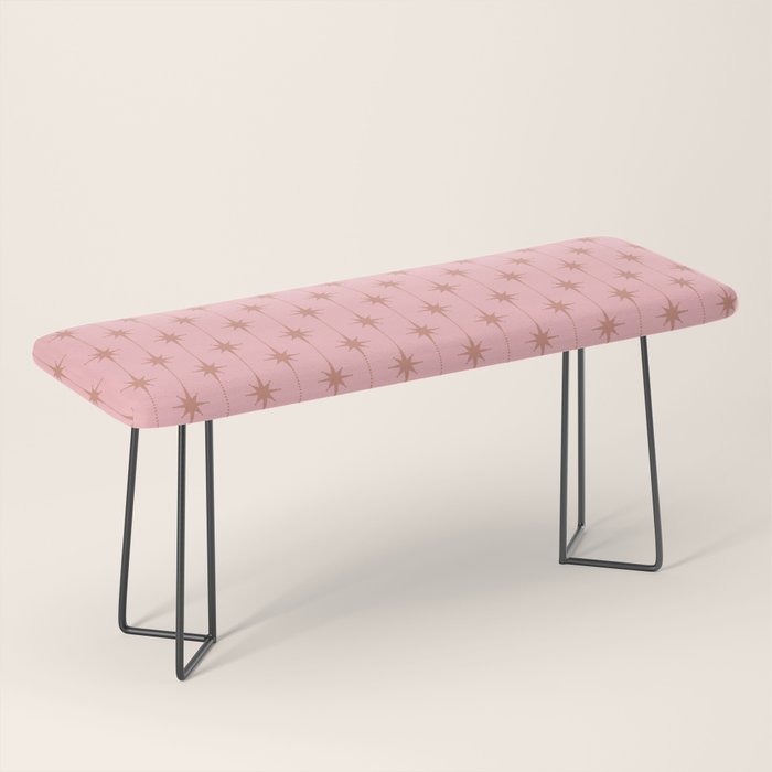 Midcentury Stars and Dots Atomic Pattern in Light Pink and Pale Mocha Bench Gallery Image 1