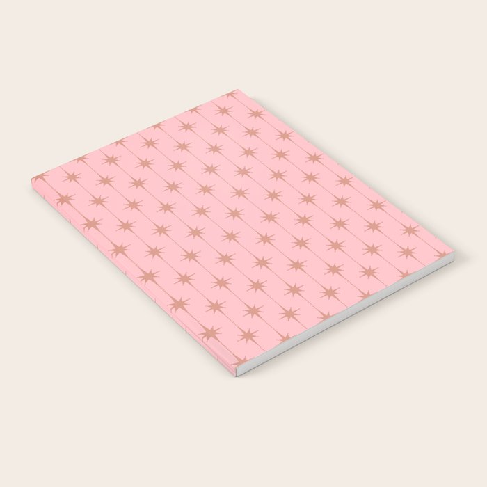 Midcentury Stars and Dots Atomic Pattern in Light Pink and Pale Mocha Notebook Gallery Image 1