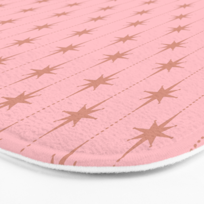 Midcentury Stars and Dots Atomic Pattern in Light Pink and Pale Mocha Bath Mat Gallery Image 3