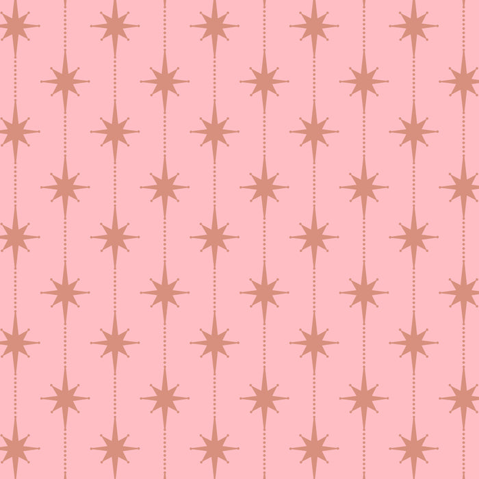 Midcentury Stars and Dots Atomic Pattern in Light Pink and Pale Mocha Coffee Mug Gallery Image 2
