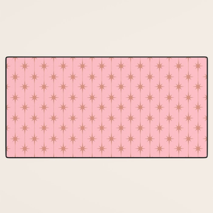 Midcentury Stars and Dots Atomic Pattern in Light Pink and Pale Mocha Desk Mat Gallery Image 3