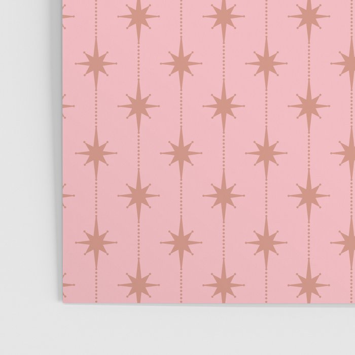 Midcentury Stars and Dots Atomic Pattern in Light Pink and Pale Mocha Poster Gallery Image 3