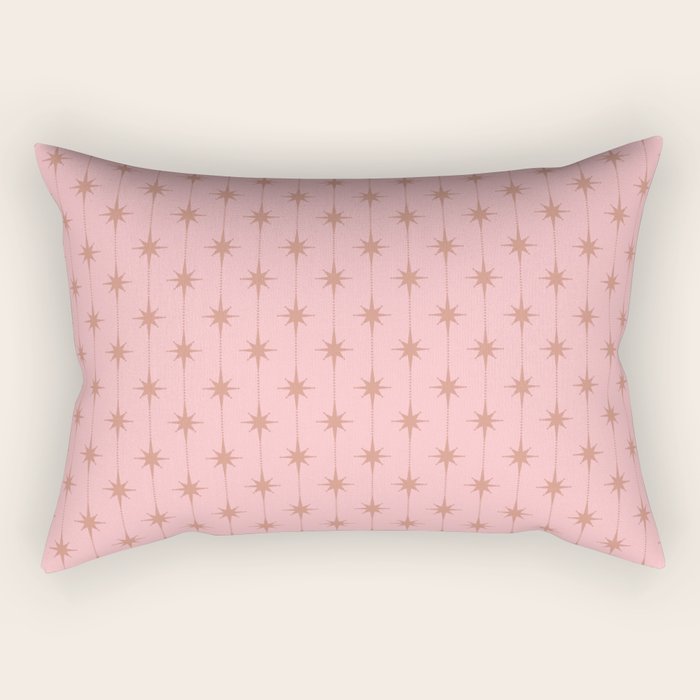 Midcentury Stars and Dots Atomic Pattern in Light Pink and Pale Mocha Rectangular Pillow Gallery Image 2