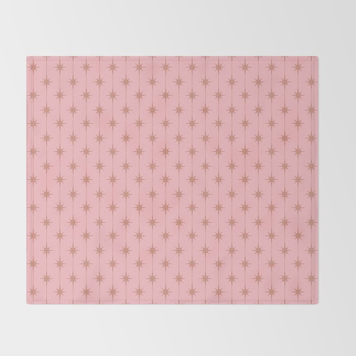 Midcentury Stars and Dots Atomic Pattern in Light Pink and Pale Mocha Throw Blanket Gallery Image 2