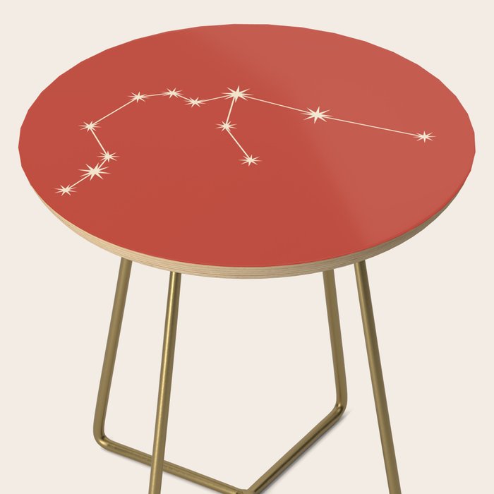 Aquarius Zodiac Star Constellation Line Art Red Side Table Gallery Image 2