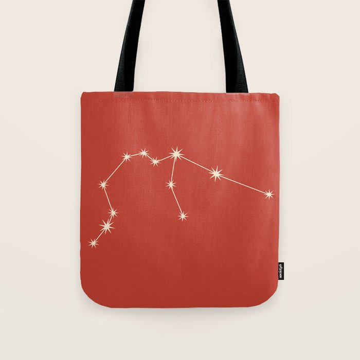 Aquarius Zodiac Star Constellation Line Art Red Tote Bag Gallery Image 1