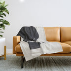 Mid Century Modern Minimalist Abstract Art Brush Strokes Black & White Ink Art Tribal Pebbles Throw Blanket Gallery Image 1