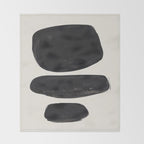 Mid Century Modern Minimalist Abstract Art Brush Strokes Black & White Ink Art Tribal Pebbles Throw Blanket Gallery Image 2