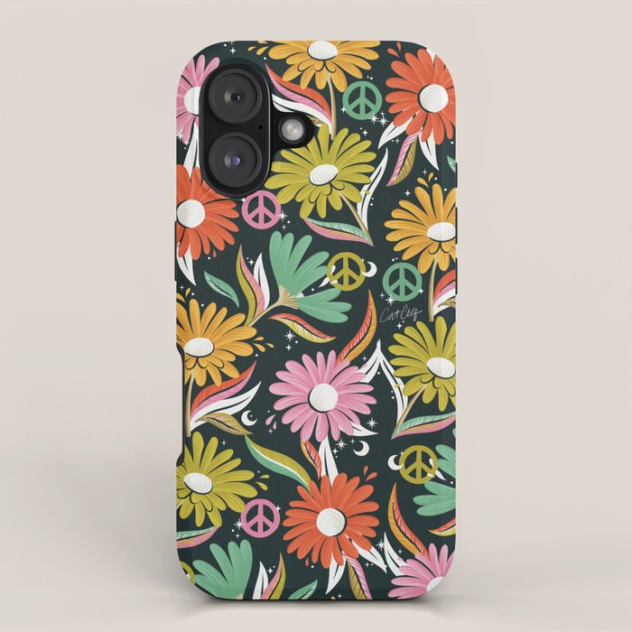 Drippy Daisy Dreamscape - Rainbow & Indigo on Teal iPhone Case Gallery Image 1