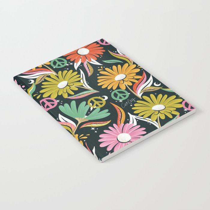 Drippy Daisy Dreamscape - Rainbow & Indigo on Teal Notebook Gallery Image 2