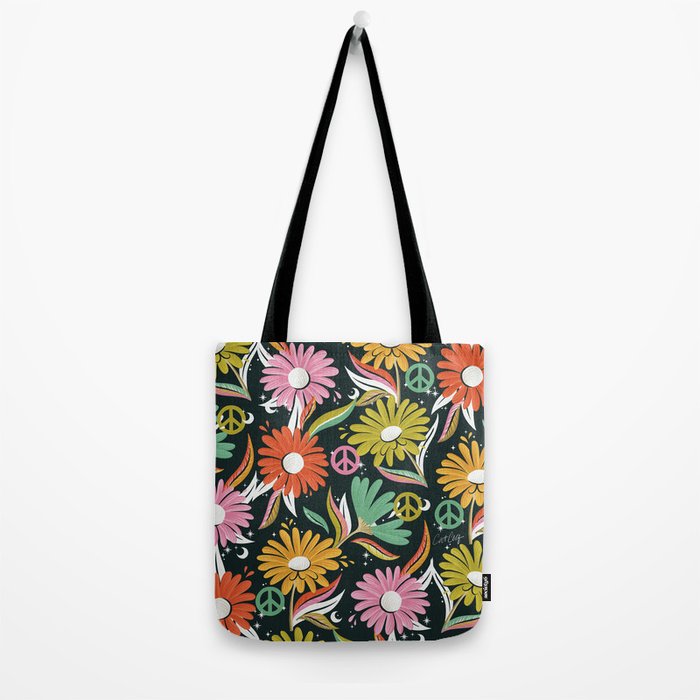 Drippy Daisy Dreamscape - Rainbow & Indigo on Teal Tote Bag Gallery Image 2