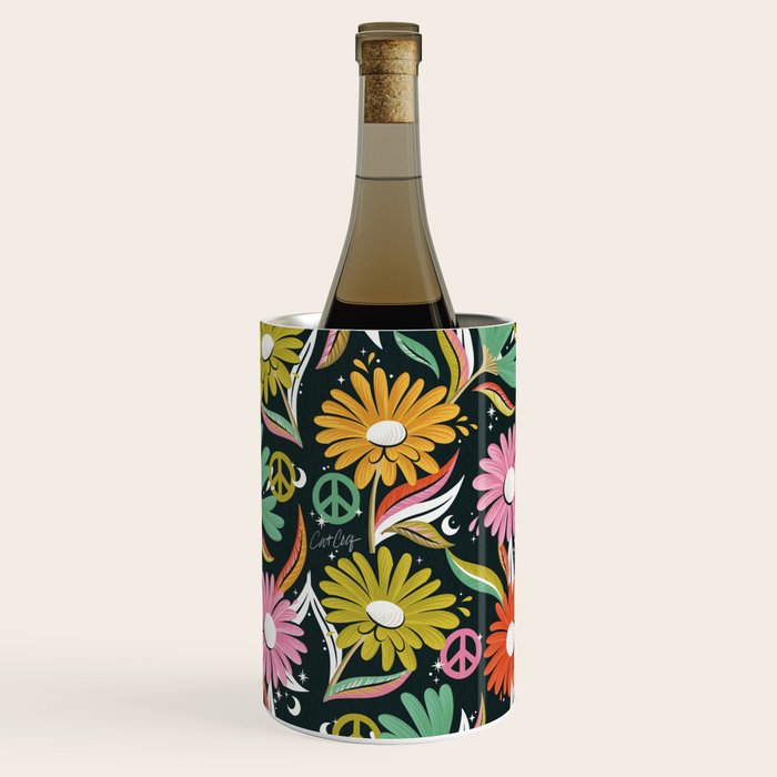 Drippy Daisy Dreamscape - Rainbow & Indigo on Teal Wine Chiller Gallery Image 3