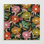 Drippy Daisy Dreamscape - Rainbow & Indigo on Teal Wood Wall Art Gallery Image 1
