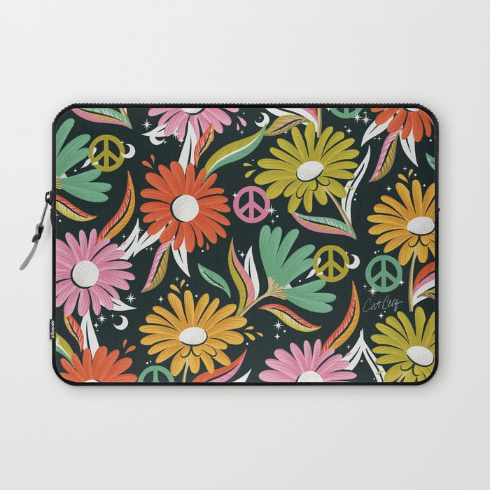 Drippy Daisy Dreamscape - Rainbow & Indigo on Teal Laptop Sleeve Gallery Image 1