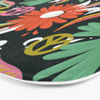 Drippy Daisy Dreamscape - Rainbow & Indigo on Teal Bath Mat Gallery Image 3