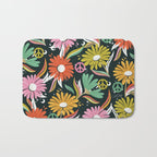 Drippy Daisy Dreamscape - Rainbow & Indigo on Teal Bath Mat Gallery Image 1
