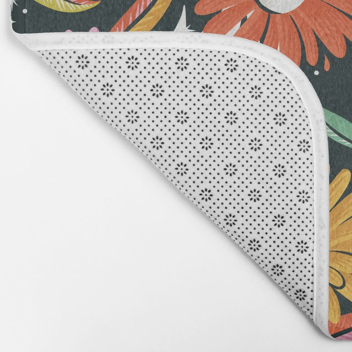 Drippy Daisy Dreamscape - Rainbow & Indigo on Teal Bath Mat Gallery Image 2