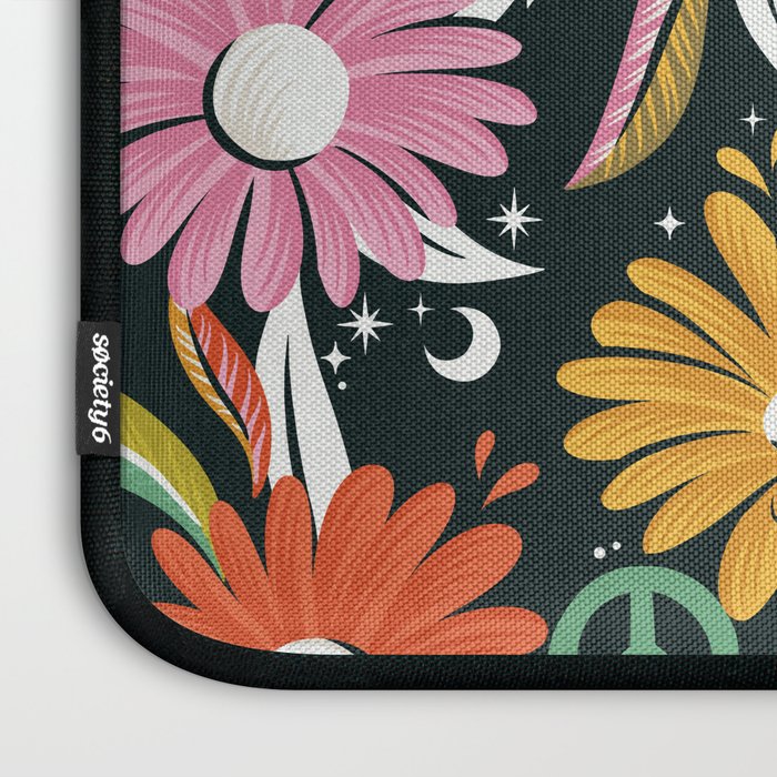 Drippy Daisy Dreamscape - Rainbow & Indigo on Teal Laptop Sleeve Gallery Image 3