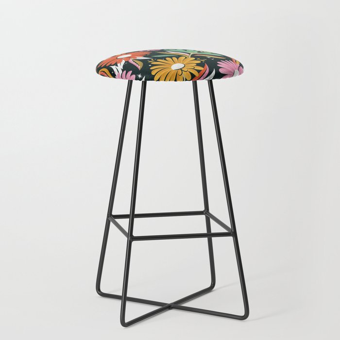 Drippy Daisy Dreamscape - Rainbow & Indigo on Teal Stool Gallery Image 1