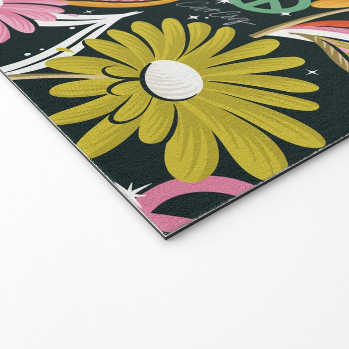 Drippy Daisy Dreamscape - Rainbow & Indigo on Teal Welcome Mat Gallery Image 2