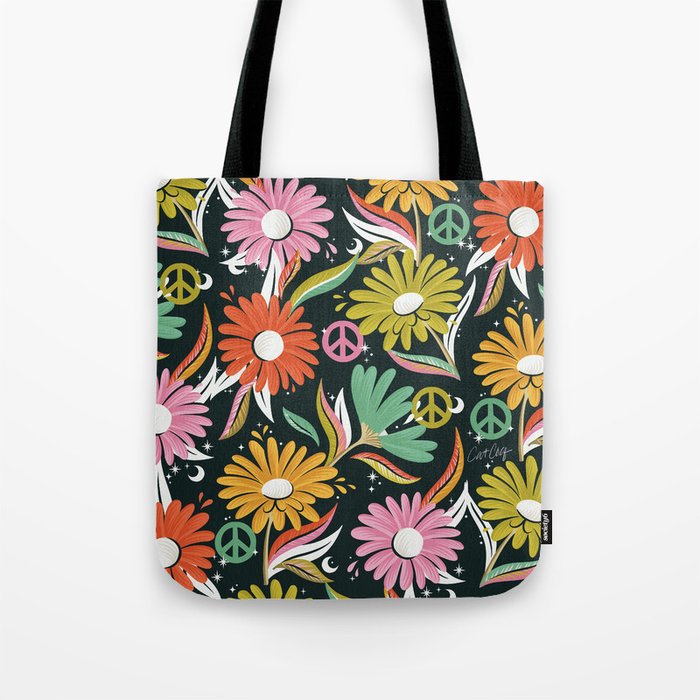 Drippy Daisy Dreamscape - Rainbow & Indigo on Teal Tote Bag Gallery Image 1