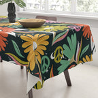 Drippy Daisy Dreamscape - Rainbow & Indigo on Teal Tablecloth Gallery Image 3